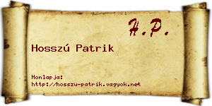 Hosszú Patrik névjegykártya