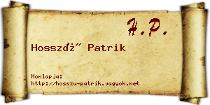 Hosszú Patrik névjegykártya